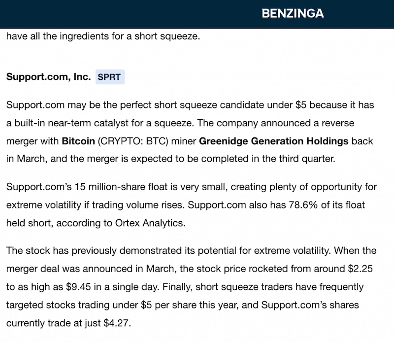 Benzinga.com article excerpt