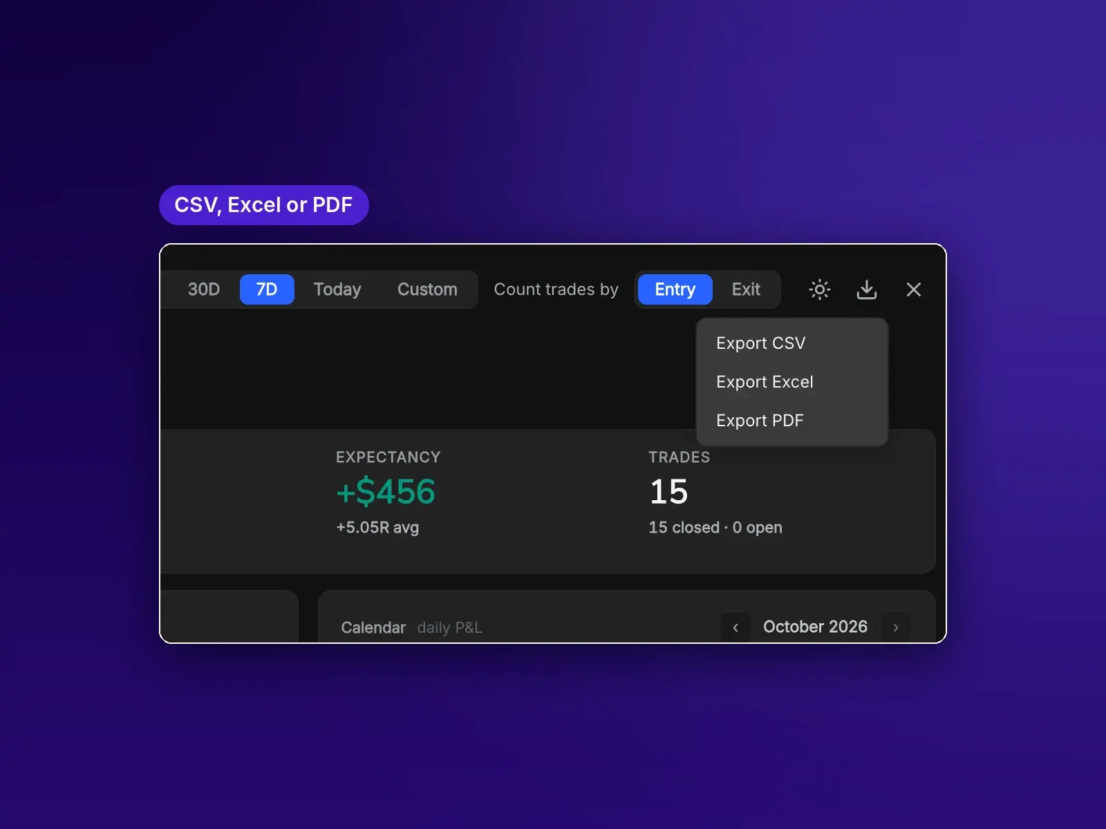 Export menu