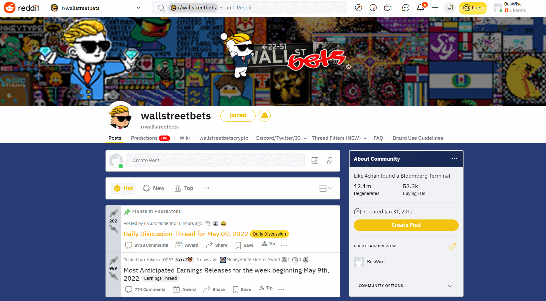 Wallstreetbest page on Reddit devoted to AMC squeeze