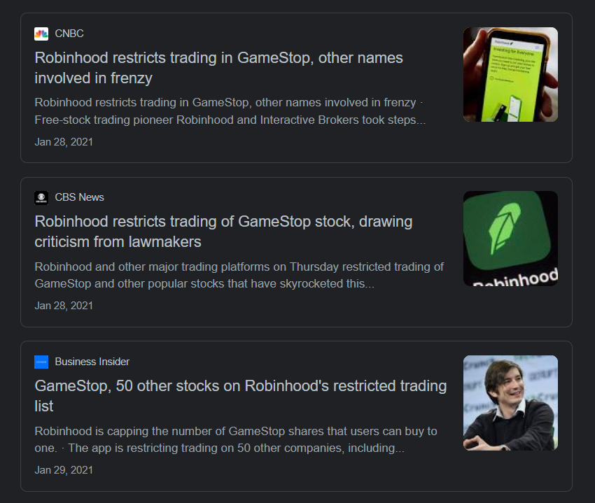 Robinhood headlines on restricting day trading
